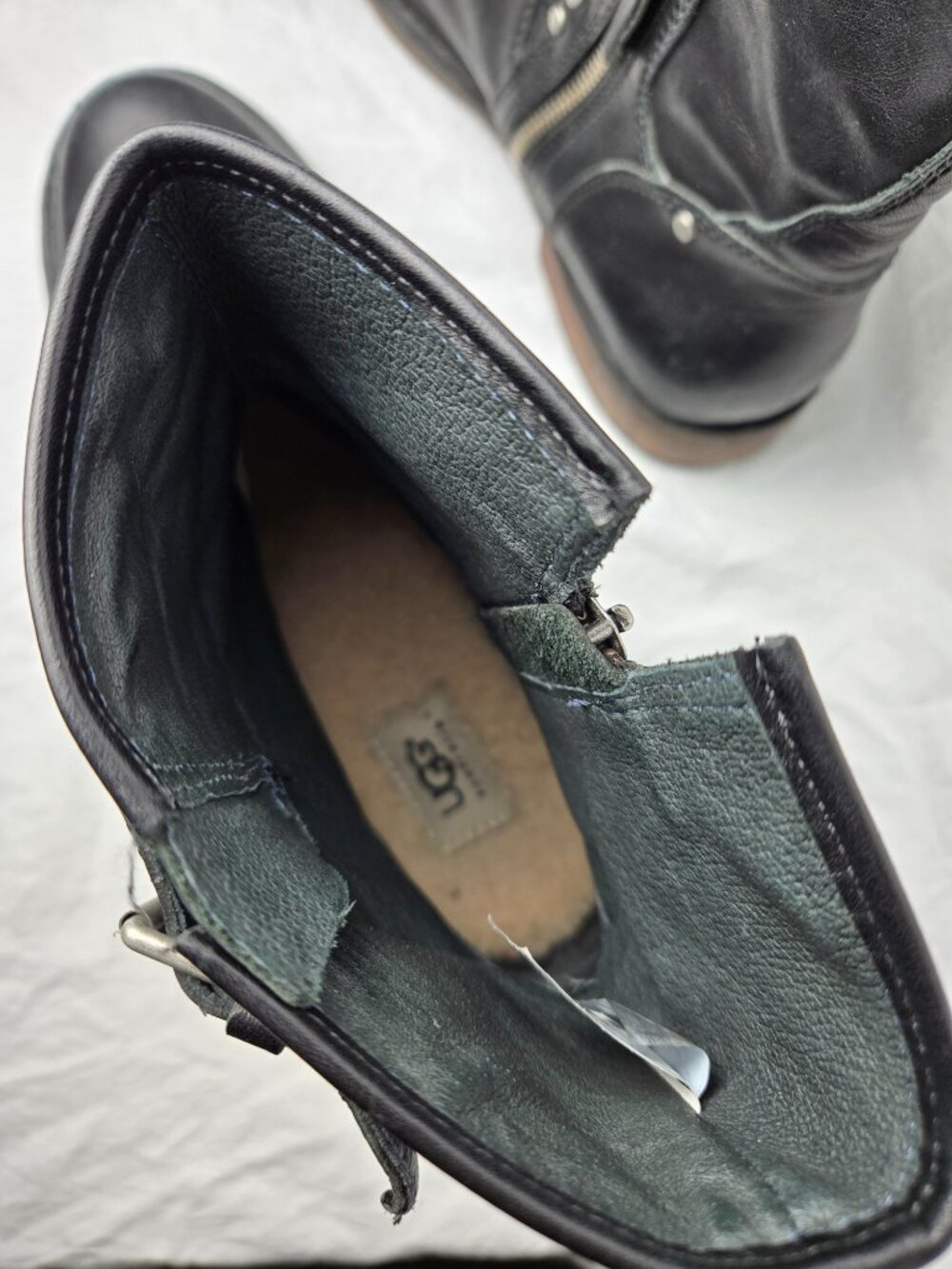 UGG Black Leather Moto Harness Buckle Ankle Boots Women’s 11 - Picture 5 of 12